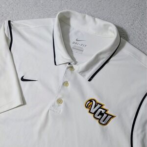 Nike Polo Mens L White VCU Rams Dri-FIT Short Sleeve Collegiate Shirt
